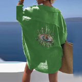 swimwear : Chemise Blanche Femme Oversize Coton Bohème in Vert van Seroa