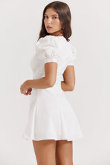 dresses : Robe Courte Femme Manches Bouffantes in van Seroa