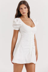 dresses : Robe Courte Femme Manches Bouffantes in van Seroa