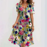 dresses : Robe Portefeuille Fleurie Midi en Chiffon pour Femme - Imprimé in Multicolore van Seroa