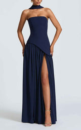Maxi Dress : Robe longue fluide fendue femme - Élégante, confortable, sans bretelles avec ruban in van Seroa