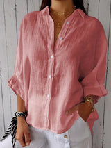 top blouses : Chemise Blanche Femme en Lin Décontractée - Confortable et Élégante in Rose van Seroa