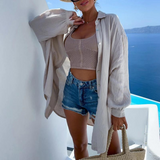swimwear : Chemise Blanche Femme Oversize Coton Bohème in van Seroa
