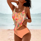 : Ensemble tankini femme taille haute - Confortable, séchage rapide & flatteur in Orange van Seroa