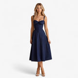 Dresses : Élégante robe femme taille haute, robe midi décontractée ou formelle in Marinebleu van Seroa