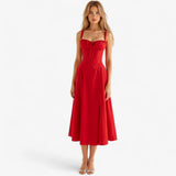 Dresses : Robe Élégante pour Femme à Taille Haute, Robe Midi Décontractée ou Formelle in Rosso van Seroa