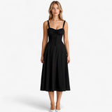 Dresses : Robe Élégante pour Femme à Taille Haute, Robe Midi Décontractée ou Formelle in Néron van Seroa