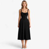 Dresses : Élégante robe femme taille haute, robe midi décontractée ou formelle in Néron van Seroa