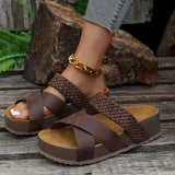 sandals : Sandales Plateforme Femme Confortables à Brides Cuir Noir in Marron van Seroa