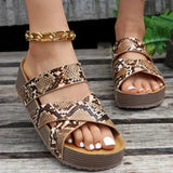 sandals : Sandales Plateforme Femme Confortables à Brides Cuir Noir in Imprimé serpent van Seroa