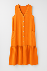 Dresses : Robe D'été Femme sans Manches Fluide in Arancione van Seroa