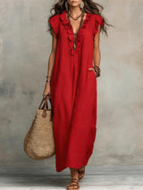 Dames Jurken : Boho Robe femme - Fluide, Confortable et Mélange de lin aéré in van Seroa