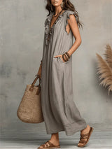 Dames Jurken : Boho Robe femme - Fluide, Confortable et Mélange de lin aéré in van Seroa