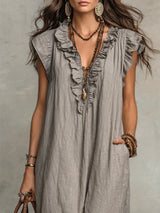 Dames Jurken : Boho Robe femme - Fluide, Confortable et Mélange de lin aéré in van Seroa
