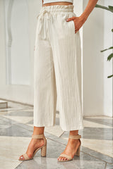 skirts : Pantalon Fluide Femme Coton in Crème van Seroa