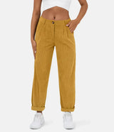 skirts : Pantalon Femme Velours Côtelé Taille Hau in Jaune van Seroa