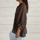 top blouses : Chemise Blanche Femme en Lin Décontractée - Confortable et Élégante in van Seroa