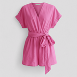 Combinaisons : Combinaison Femme Pantalon Large Fluide Habillement Chic in Rose van Seroa