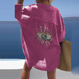 swimwear : Chemise Blanche Femme Oversize Coton Bohème in Rose van Seroa