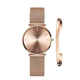 Watch : Montre pour femme en acier inoxydable argent Hannah Martin - Bracelet en maille milanaise élégant et à la mode in Le rose van Seroa