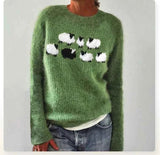 Pull Femme Col Bateau Rayé Rétro Tricoté Coton Doux