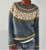 Knitted sweaters : Pull Femme Coton Rayé in Greystars van Seroa