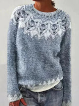Knitted sweaters : Pull Femme Coton Rayé in Bleu Clair van Seroa