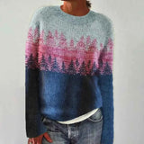 Pull Femme Col Bateau Rayé Rétro Tricoté Coton Doux