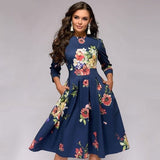 dresses : Robe Femme Élégante Vintage Imprimé Floral in Bleu marine van Seroa