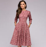 dresses : Robe Femme Élégante Vintage Imprimé Floral in Rose van Seroa