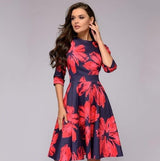 dresses : Robe Femme Élégante Vintage Imprimé Floral in Rouge van Seroa