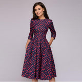 dresses : Robe Femme Élégante Vintage Imprimé Floral in Bleu fleuri van Seroa