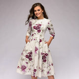 dresses : Robe Femme Élégante Vintage Imprimé Floral in Blanc van Seroa