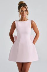 Mini dresses : Robe Courte Femme Coton Noir in Rose Pâle van Seroa