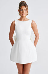 Mini dresses : Robe Courte Femme Coton Noir in Blanc van Seroa