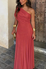 Maxi dresses : Robe longue ete femme plissée une épaule in van Seroa