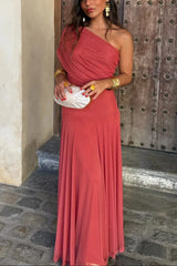 Maxi dresses : Robe longue ete femme plissée une épaule in van Seroa