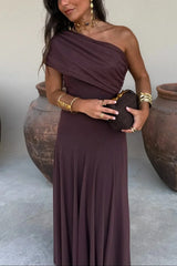 Maxi dresses : Robe longue ete femme plissée une épaule in van Seroa