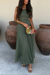 Maxi dresses : Robe longue ete femme plissée une épaule in van Seroa