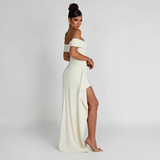 Maxi dresses : Robe Longue Femme Épaules Dénudées & Fente Élégante - Idéale in van Seroa