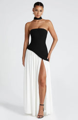 Maxi dresses : Robe Longue Femme Élégant Moderne Fendue in Noir van Seroa