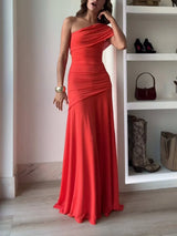 Maxi dresses : Robe Longue Femme Élégante Asymétrique Fluide Soirée Cocktail Cérémonie in Rose van Seroa