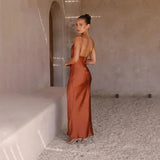 Maxi dresses : Robe Longue Femme sans Manches Satin Satinée in van Seroa