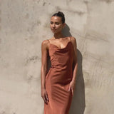 Maxi dresses : Robe Longue Femme sans Manches Satin Satinée in van Seroa
