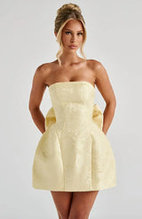 Mini dresses : Robe Courte Femme Jacquard Bretelles in Jaune van Seroa