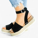 Sandals : Sandales Espadrilles Femme Polyvalentes en Toile Beige à Talon Compensé Confortable in van Seroa