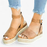 Sandals : Sandales Espadrilles Femme Polyvalentes en Toile Beige à Talon Compensé Confortable in van Seroa
