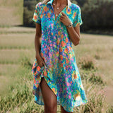 dresses : Robe Longue Fluide Femme Chic Bohème Imprimé Floral Multicolore Élégante Été in Multicolor van Seroa