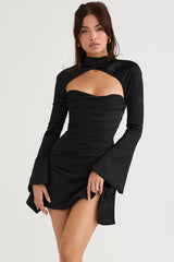 dresses : Robe de Soirée Femme Élégante à Manches Détaillées – Idéale Cocktail, Cérémonie & Mariage in Noir van Seroa