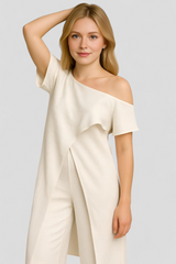 Outfit Sets : Ensemble Femme Élégant avec Top Crop et Pantalon Taille Haute - Tenue d'Été Décontractée in van Seroa